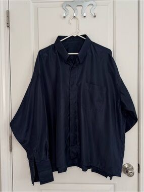 Men's Formal Shirt No Tags Long Sleeve Plus Size Measurements In Photo Navy Blue